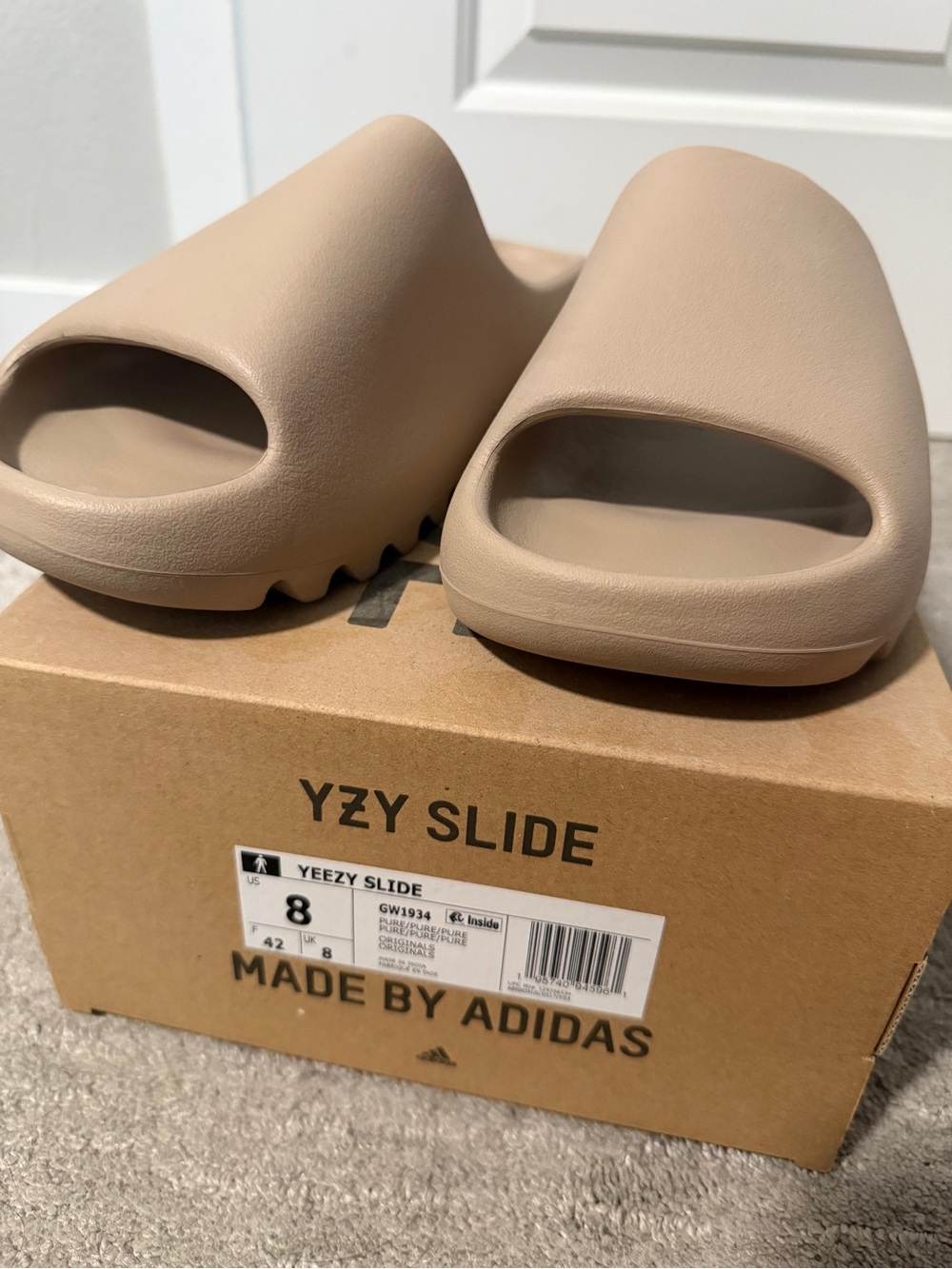 adidas mens YZY Slide in Pure